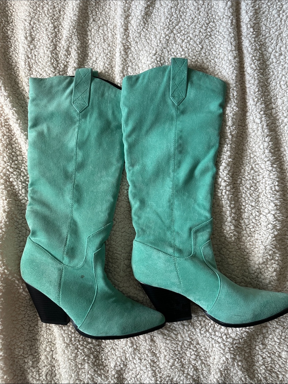 Nasty Gal Turquoise Suede Mid-Calf Western Boots - Women's - Picture 2 of 4